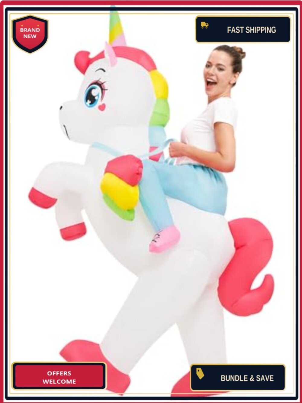 Inflatable Unicorn Costume Adult Blow Up Halloween Suit Ride On